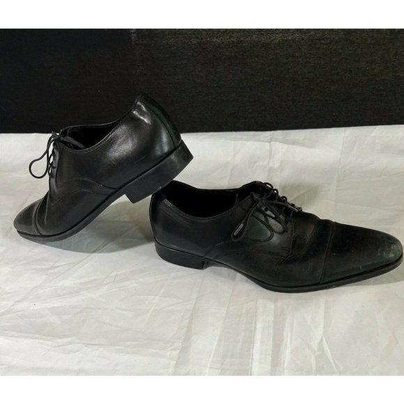 Zara Men's Shoes Black Leather Laces With 4 Eyelets Pointed Toe Size 42 - Picture 8 of 10